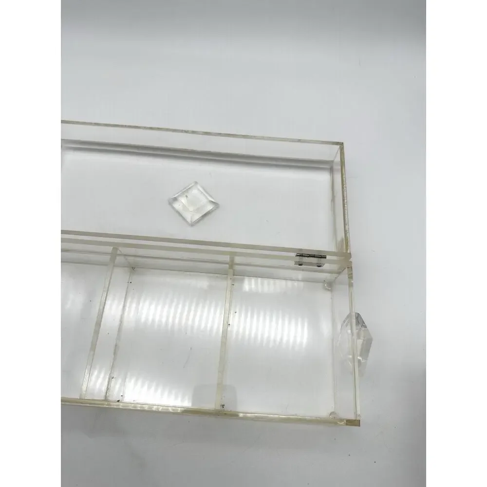 Vintage Lucite Acrylic Jewelry Box Divided Jewelry Organizer Heavy MCM